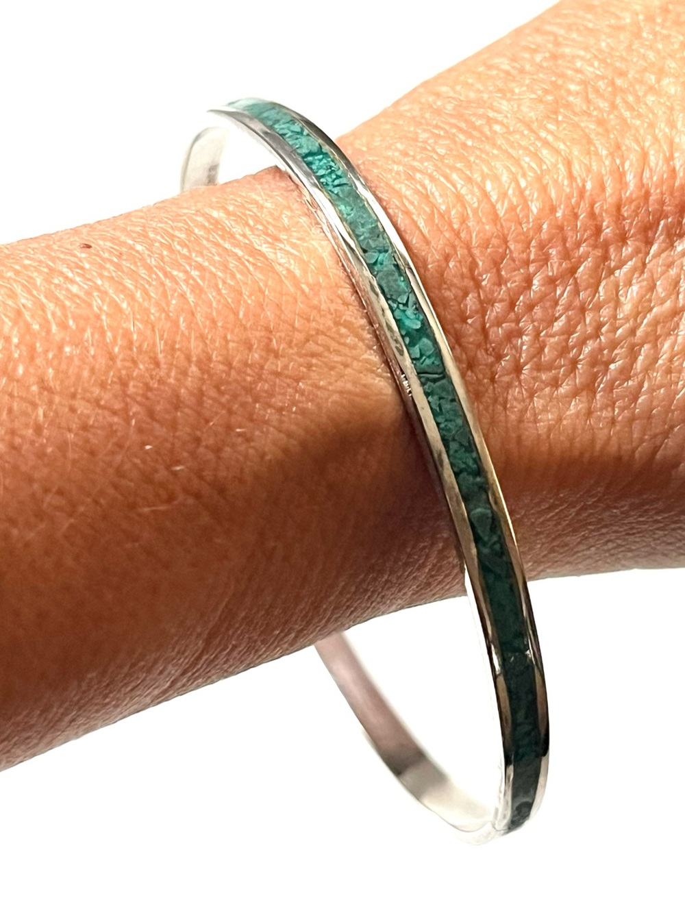 Vintage Alpaca Mexico Turquoise Bangle